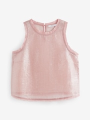 Pale Pink Sleeveless Sequin Tank Top - Image 4 of 5