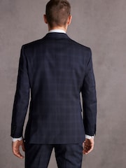 Navy Blue Slim Navy Blue Signature Tollegno Wool Check Suit Jacket - Image 3 of 10