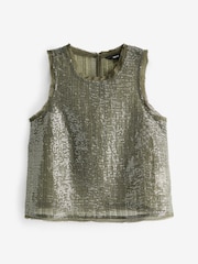 Зеленый хаки - Топ без рукава Sequin Tank Top - Image 5 of 6