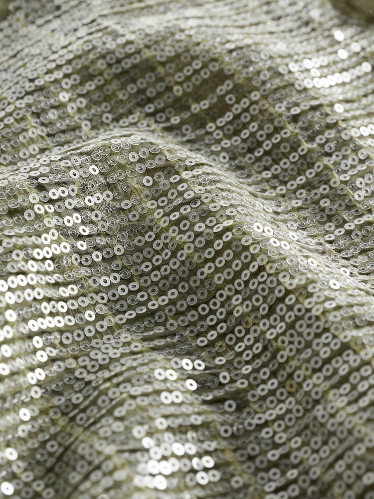 Зеленый хаки - Топ без рукава Sequin Tank Top - Image 6 of 6