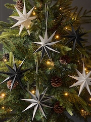 Set of 6 Black/White Paper Star Christmas Baubles - Image 1 of 5
