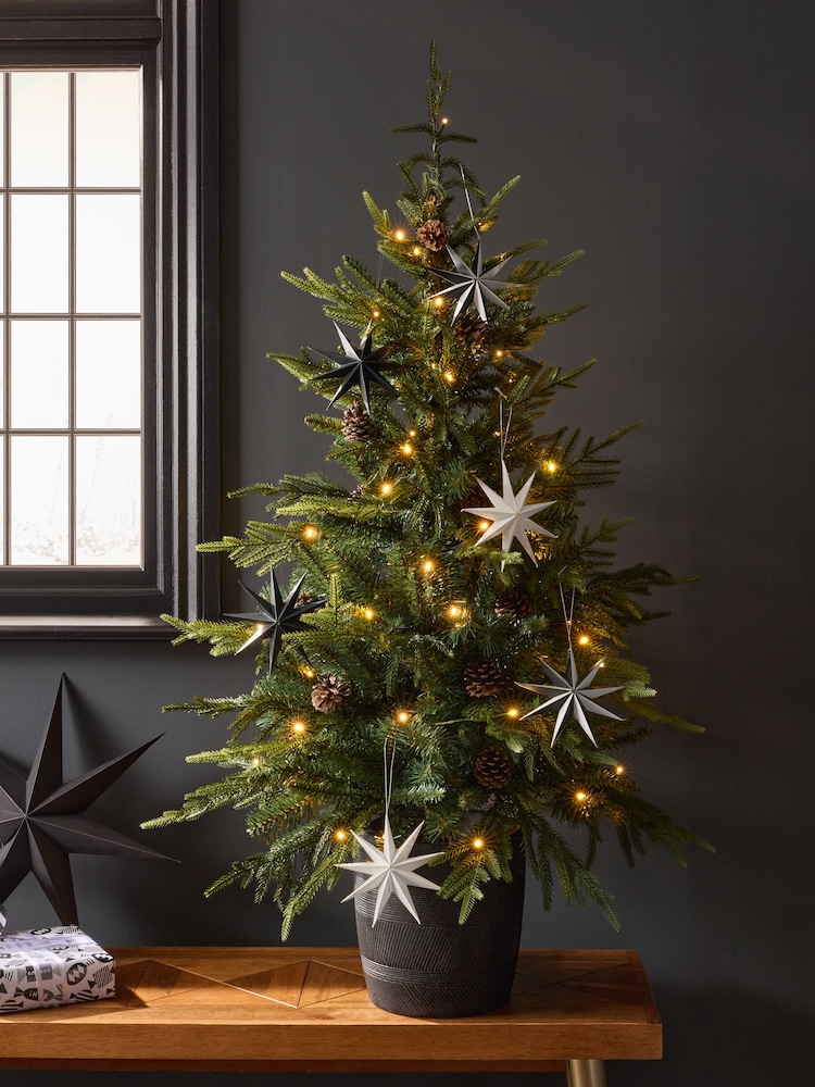 Set of 6 Black/White Paper Star Christmas Baubles - Image 2 of 5