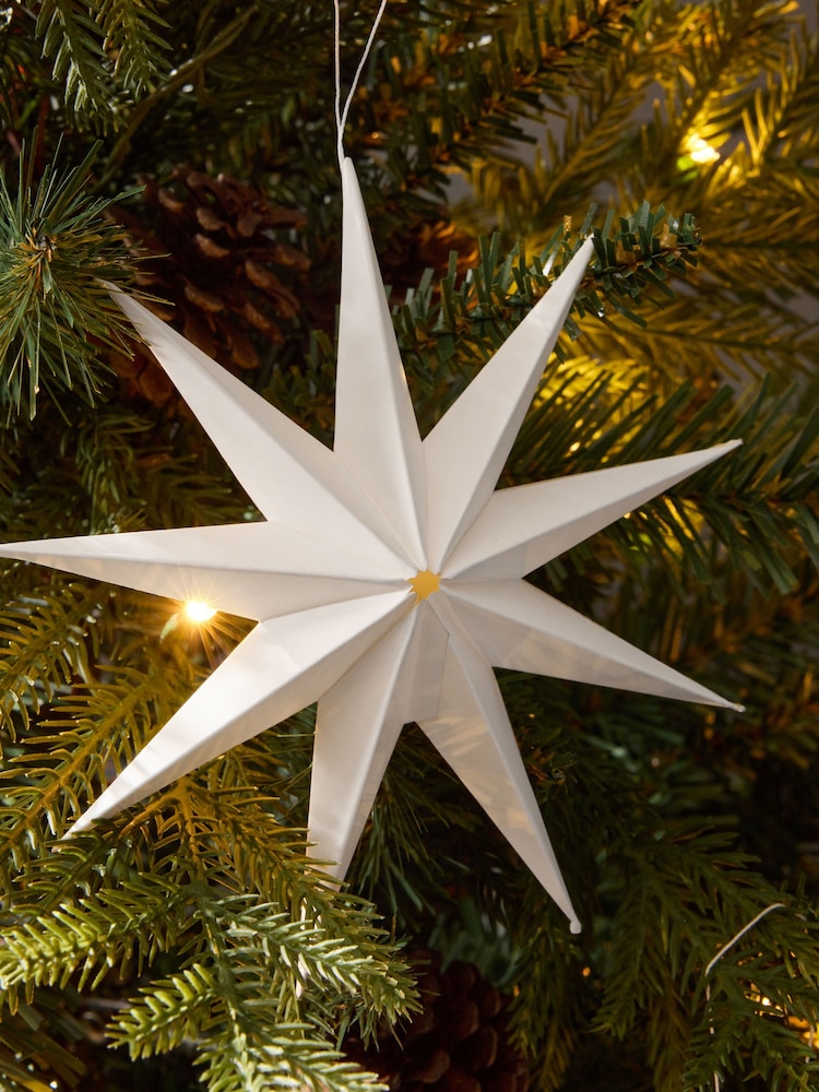 Set of 6 Black/White Paper Star Christmas Baubles - Image 3 of 5