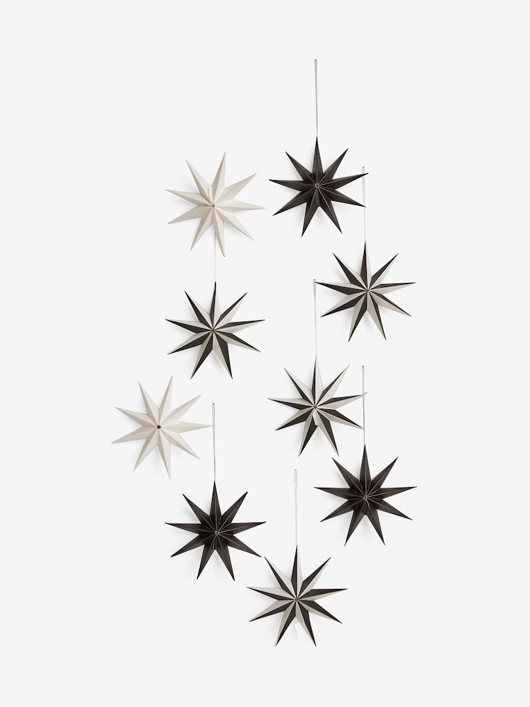 Set of 6 Black/White Paper Star Christmas Baubles - Image 5 of 5 Set of 6 Black/White Paper Star Christmas Baubles - Image 5 of 5