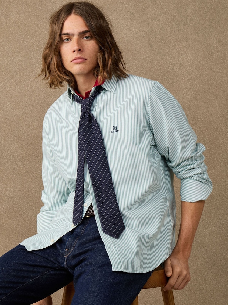 Mint Grønn - Hackett Classic Fit Striped Oxford Shirt - Bilde 2 av 6