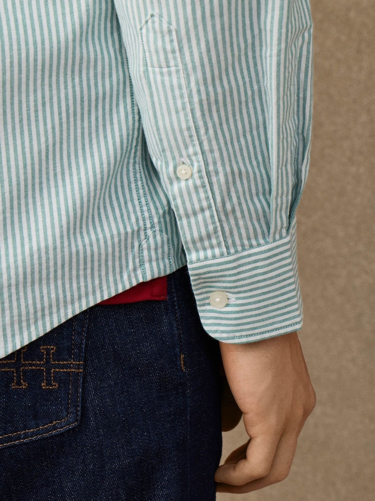 Mint Grønn - Hackett Classic Fit Striped Oxford Shirt - Bilde 6 av 6