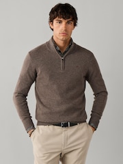 Hackett Lambswool Quarter Zip Jumper - Imaginea 3 din 8