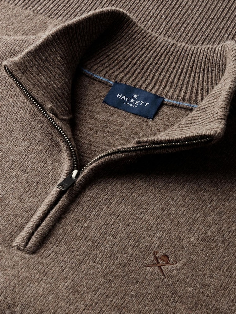 Hackett Lambswool Quarter Zip Jumper - Imaginea 8 din 8