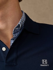 Hackett Blue Classic Fit Long Sleeve Branded Polo Shirt - Image 2 of 5