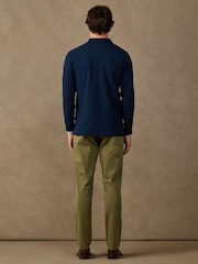 Hackett Blue Classic Fit Long Sleeve Branded Polo Shirt - Image 5 of 5