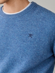 Hackett Blue Lambswool Crew Neck Jumper - Image 2 of 5