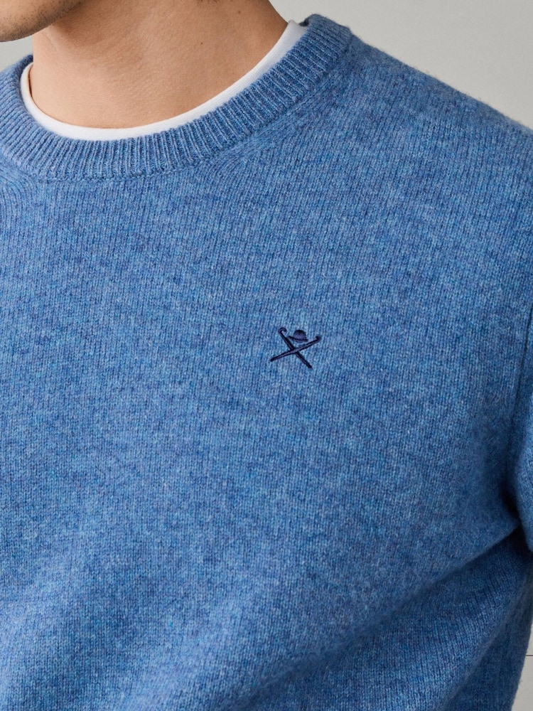 Hackett Blue Lambswool Crew Neck Jumper - Image 2 of 5