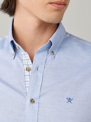 Hackett Blue Tailored Fit Multi Trim Flannel Shirt - Image 2 of 7