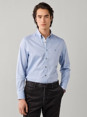 Hackett Blue Tailored Fit Multi Trim Flannel Shirt - Image 3 of 7