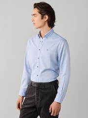 Hackett Blue Tailored Fit Multi Trim Flannel Shirt - Image 6 of 7