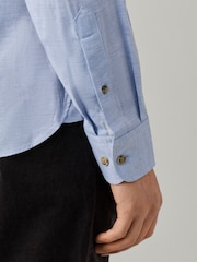 Hackett Blue Tailored Fit Multi Trim Flannel Shirt - Image 7 of 7