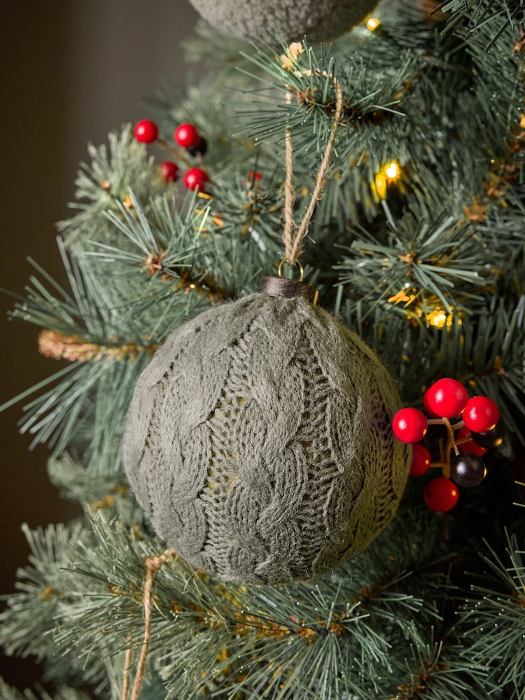 Set of 9 Green Borg and Knit Christmas Baubles - Image 2 of 5
