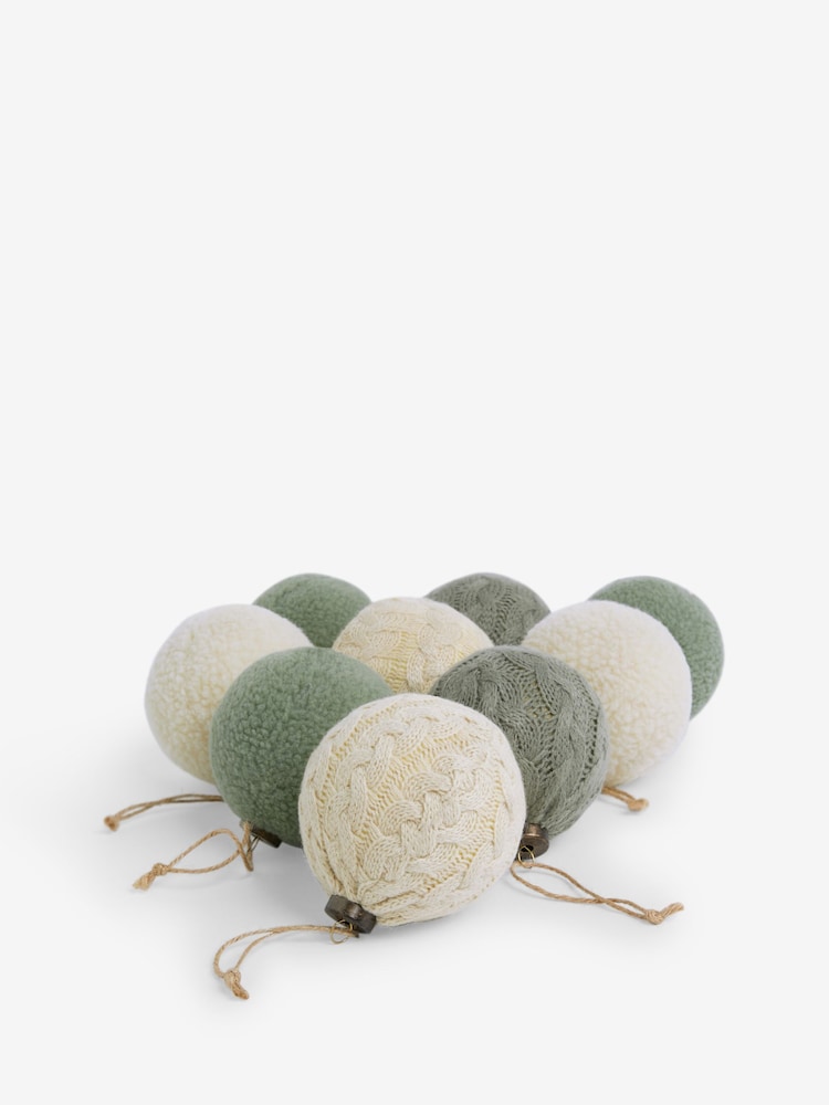 Set of 9 Green Borg and Knit Christmas Baubles - Image 4 of 5