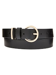 Accessorize Black Round Buckle Leather Jeans Belt - Image 1 of 2