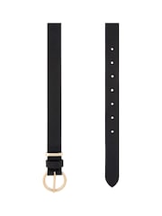 Accessorize Black Round Buckle Leather Jeans Belt - Image 2 of 2