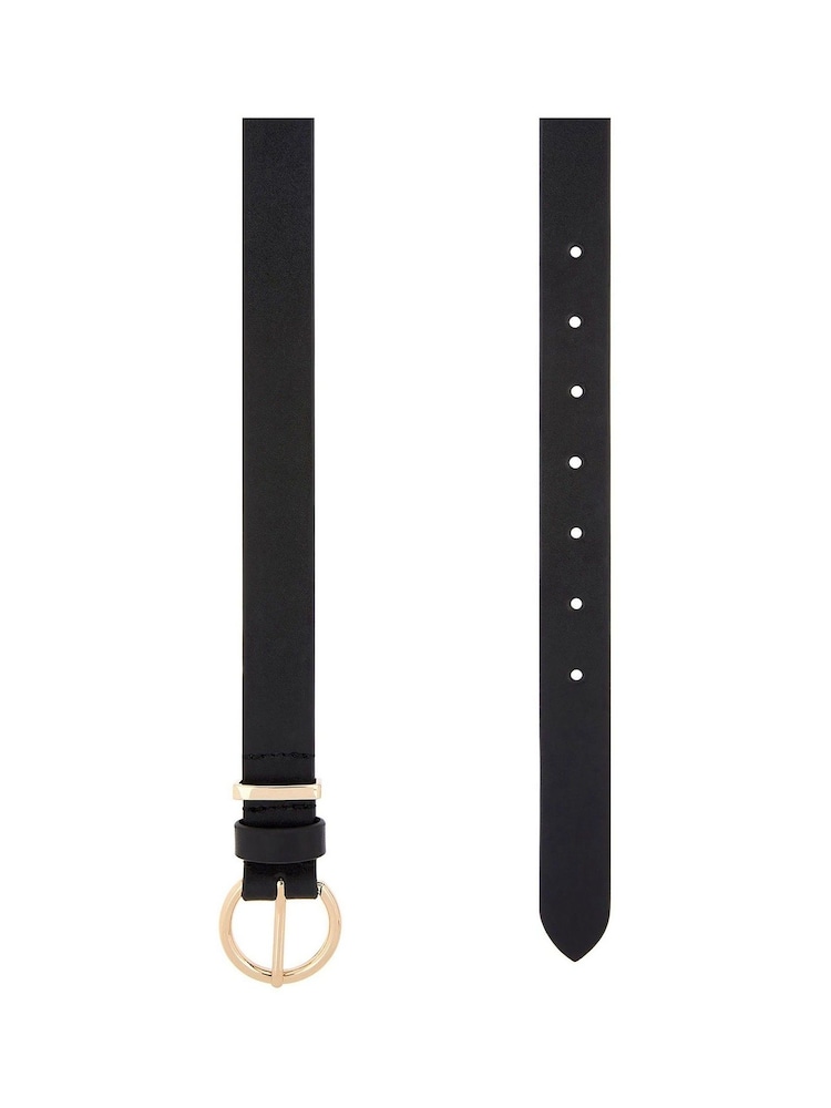 Accessorize Black Round Buckle Leather Jeans Belt - Image 2 of 2