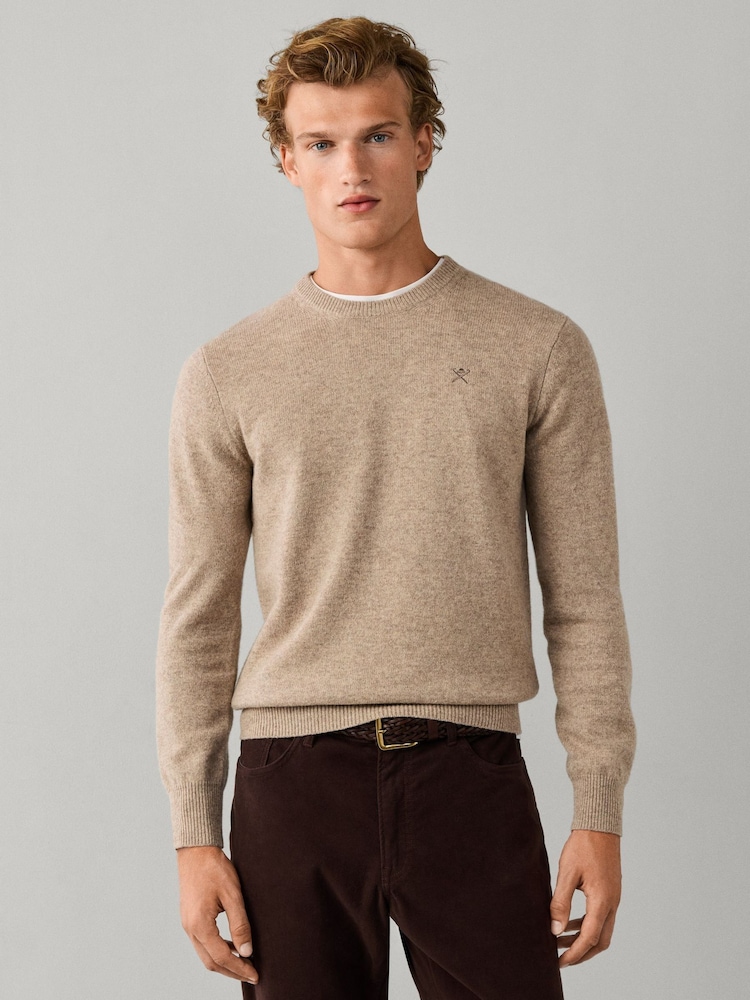 Hackett Brown Lambswool Crew Neck Jumper - Image 2 of 8