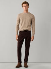 Hackett Brown Lambswool Crew Neck Jumper - Image 3 of 8