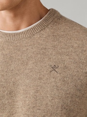 Hackett Brown Lambswool Crew Neck Jumper - Image 5 of 8