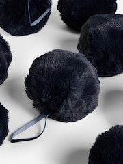 Set of 9 Navy Faux Fur Christmas Baubles - Image 3 of 4