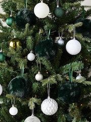 Set of 9 Green Faux Fur Christmas Baubles - Image 2 of 5