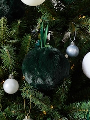 Set of 9 Green Faux Fur Christmas Baubles - Image 3 of 5