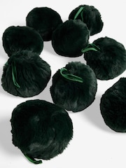 Set of 9 Green Faux Fur Christmas Baubles - Image 4 of 5