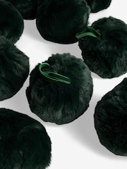 Set of 9 Green Faux Fur Christmas Baubles - Image 5 of 5
