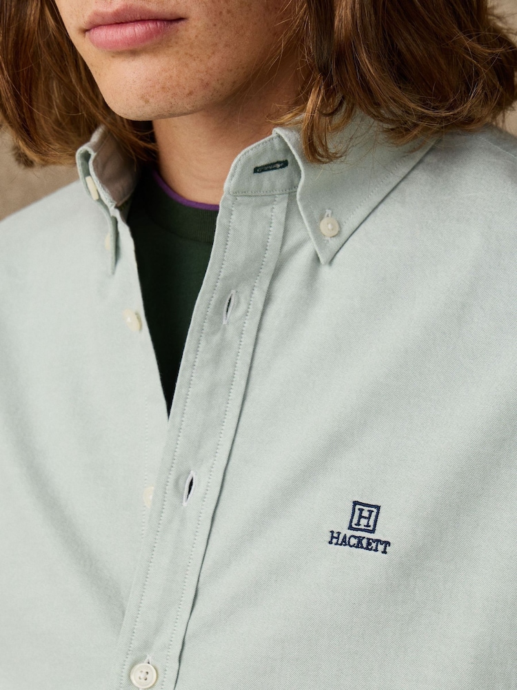 Hackett Green Classic Fit Solid Oxford Shirt - Image 2 of 6 Hackett Green Classic Fit Solid Oxford Shirt - Image 2 of 6