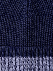 Hackett Blue Merino Wool Beanie Hat - Image 4 of 4