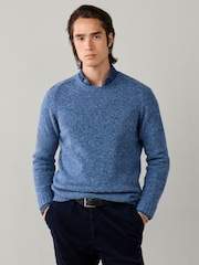 Hackett Blue Merino Wool Donegal Crew Neck Jumper - Image 3 of 5