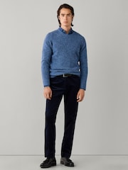 Hackett Blue Merino Wool Donegal Crew Neck Jumper - Image 4 of 5