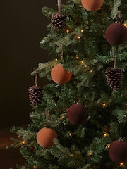 Set of 9 Brown Set of 9 Flock Pinecone Christmas Baubles - Image 1 of 4