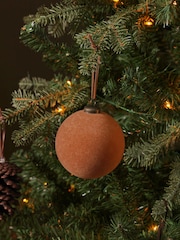 Set of 9 Brown Set of 9 Flock Pinecone Christmas Baubles - Image 2 of 4