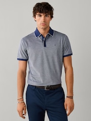 Niebieski - Hackett Classic Fit Short Sleeve Oxford Polo Shirt - Obraz 1 z 6