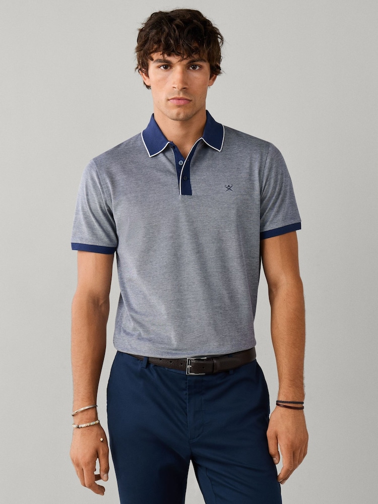 Niebieski - Hackett Classic Fit Short Sleeve Oxford Polo Shirt - Obraz 1 z 6 Niebieski - Hackett Classic Fit Short Sleeve Oxford Polo Shirt - Obraz 1 z 6