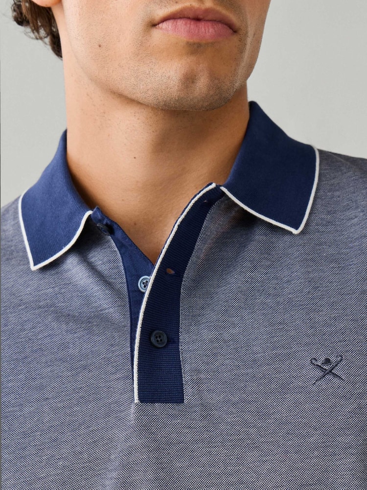 Niebieski - Hackett Classic Fit Short Sleeve Oxford Polo Shirt - Obraz 2 z 6 Niebieski - Hackett Classic Fit Short Sleeve Oxford Polo Shirt - Obraz 2 z 6