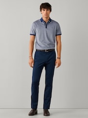 Niebieski - Hackett Classic Fit Short Sleeve Oxford Polo Shirt - Obraz 3 z 6