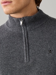 Hackett Grey Lambswool Quarter Zip Jumper - Image 2 of 7