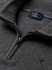 Hackett Grey Lambswool Quarter Zip Jumper - Image 7 of 7