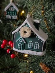 Set of 9 Green/Red House Christmas Baubles - Image 2 of 5