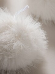 Set of 3 White Faux Fur Baubles - Image 3 of 5