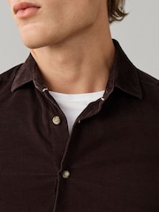 Hackett Brown Tailored Fit Smart Babycord Shirt - Image 2 of 6