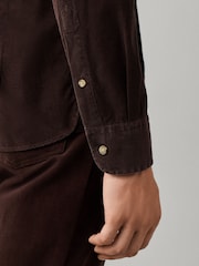 Hackett Brown Tailored Fit Smart Babycord Shirt - Image 6 of 6