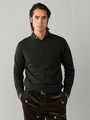 Hackett Green Lambswool Crew Neck Jumper - Image 3 of 5